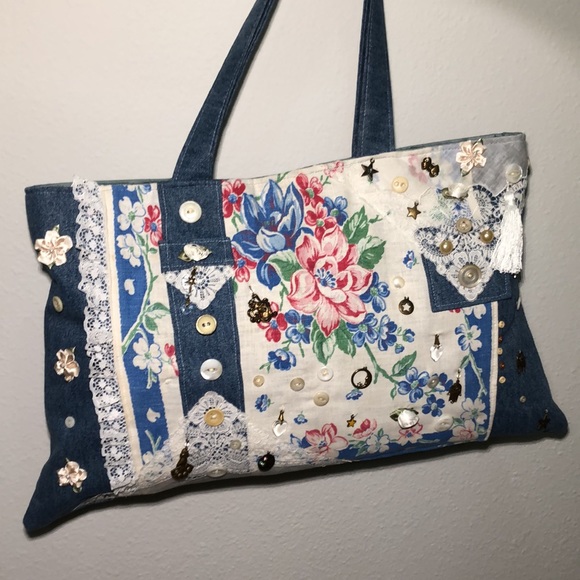 TOTE BAG HANDCRAFTED LUCY ISAACS CHARMS - Picture 7 of 15